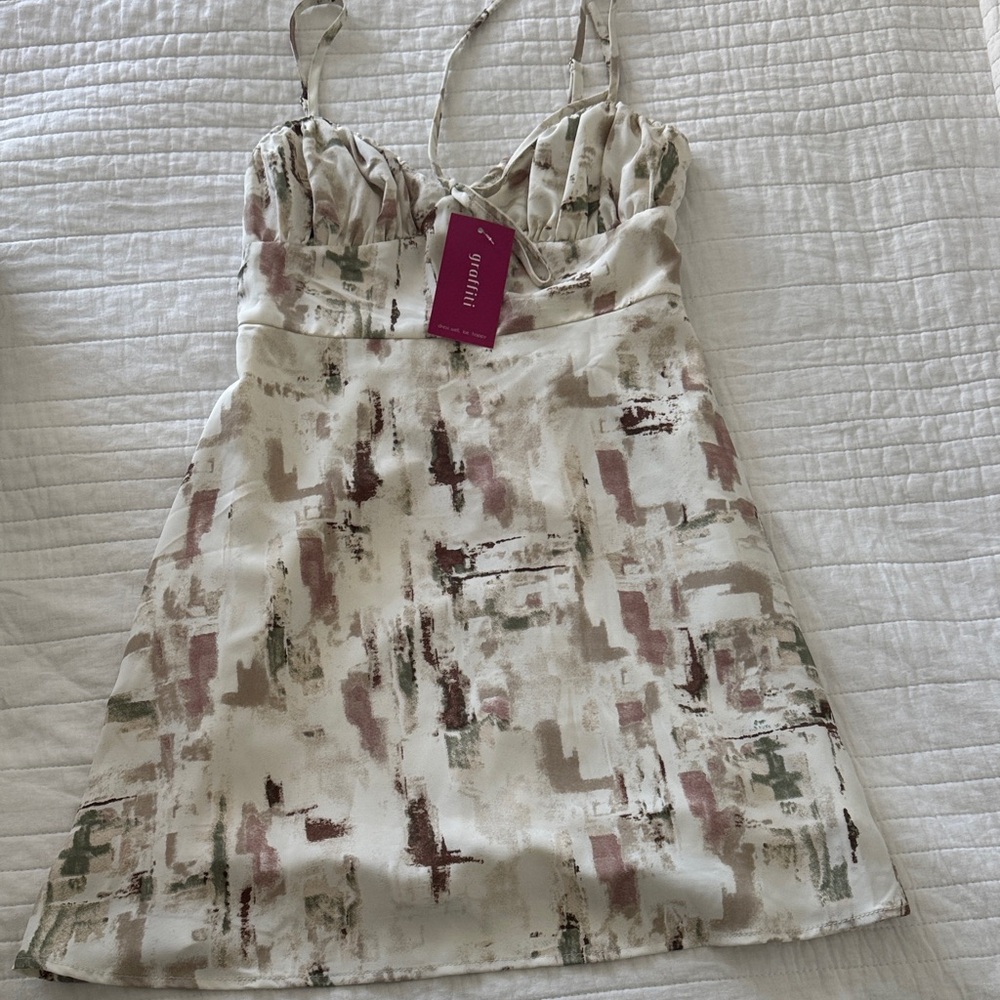 Strappy Abstract Print Dress